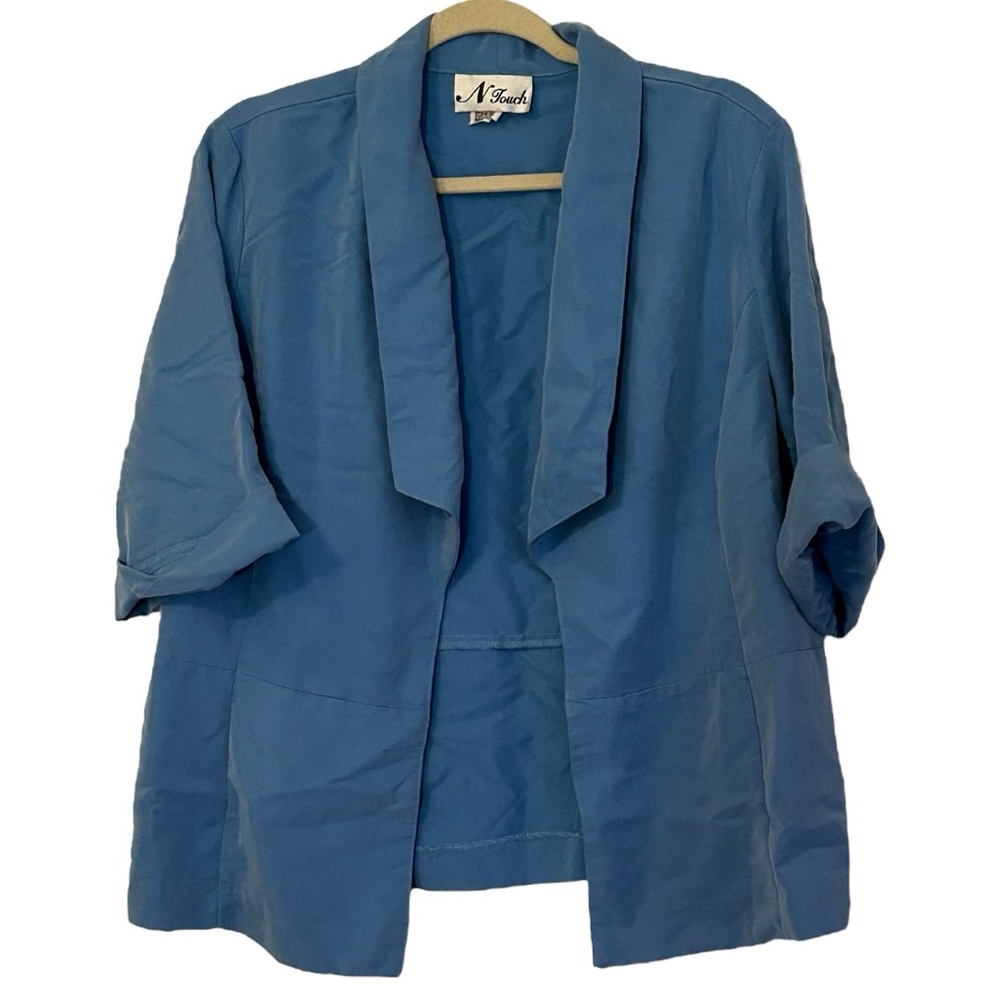 N Touch Women’s Elbow Sleeve‎ Blue Open Front Blazer Sz M